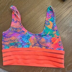 Freedom Rave Wear FRW Bright FESTIVAL top sports bra snakeskin multi color Small